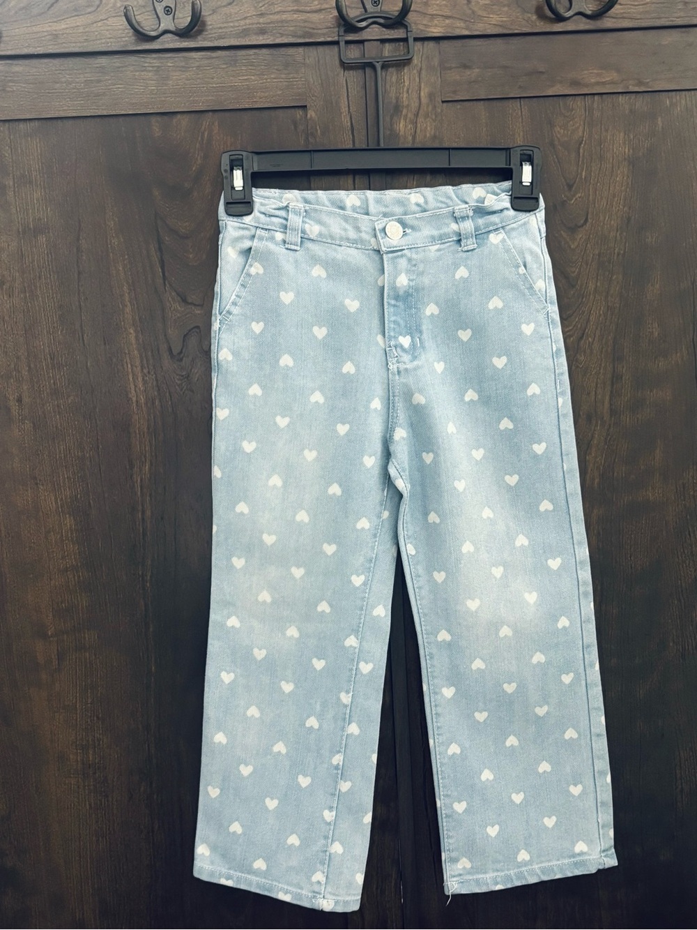 Ella & Chloe Lt. Blue Heart Print GIRLS WIDE LEG  Jeans. Size: 5/6 🎀 Gorgeous!